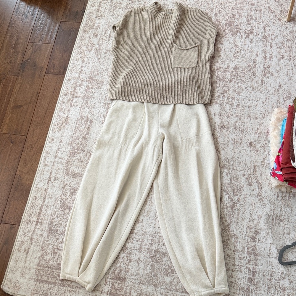 Free People Cream Track Pants